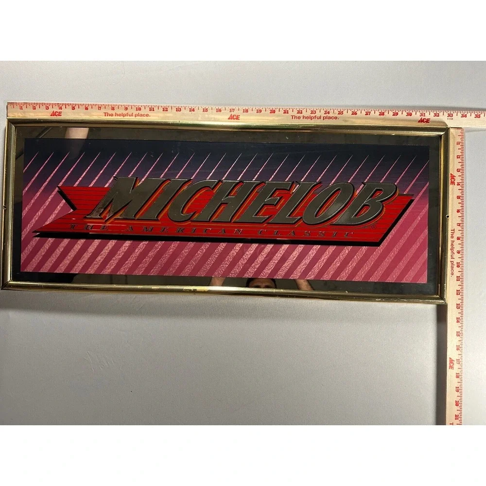 VTG Michelob‎ Beer Sign Mirror 33X13 Made in USA Bar Decor Man Cave 1995